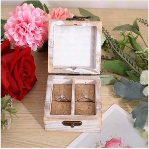 Rustic Wedding Ring Box, “love you forever” brown and white